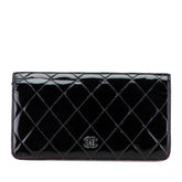 シャネル マトラッセ ココマーク 長財布 ブラック エナメル レザー レディース CHANEL 【中古】